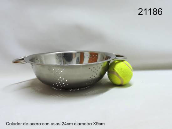 Imagen de COLADOR DE ACERO CON ASAS 24CM DAMETRO X 9 CM ALTO 8.25